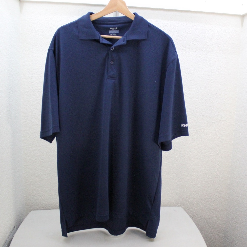 GOLF Shirt REEBOK Mens Play Dry Polo Shirt Size X-Large Navy Blue in EC